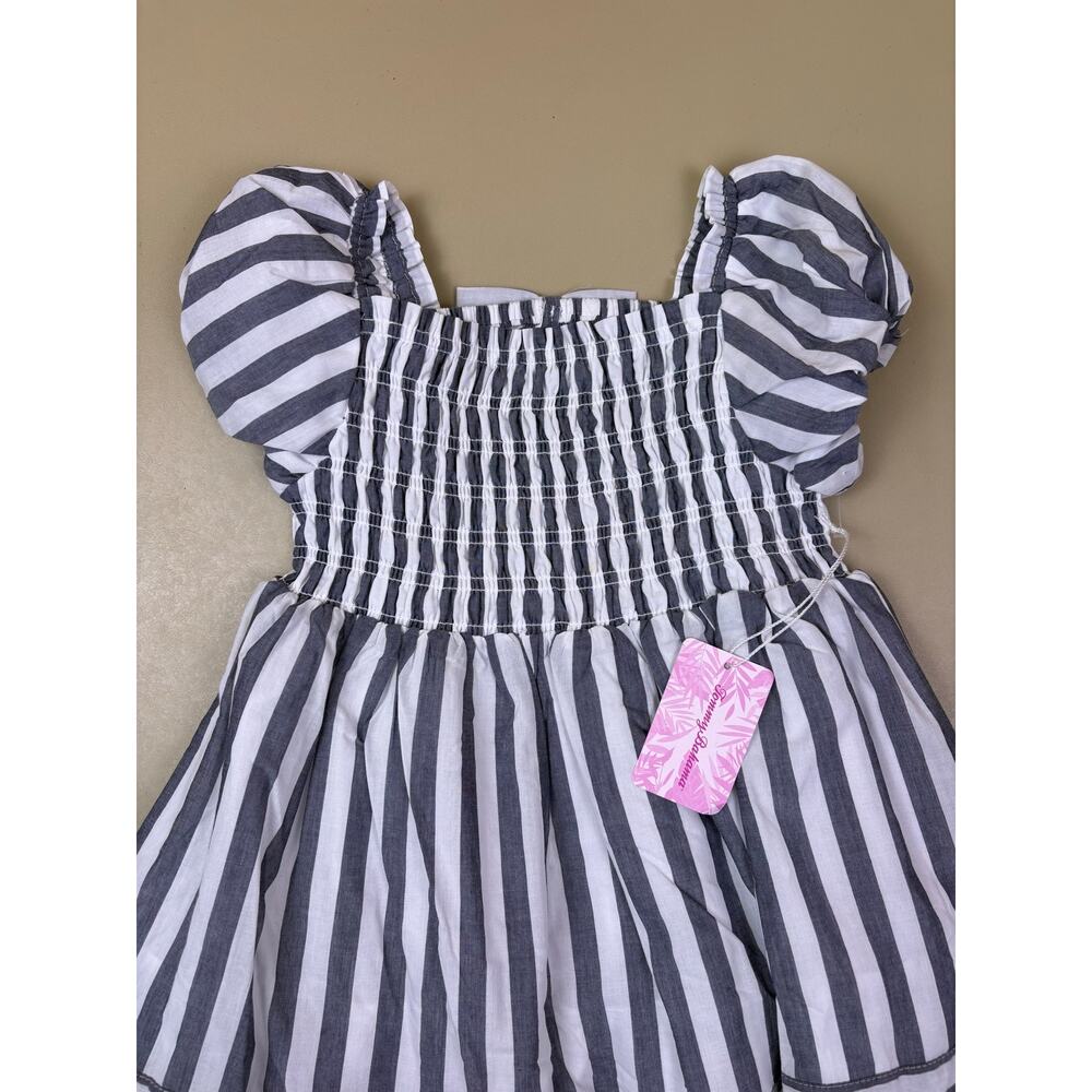 Girls Striped Dress Purse Set Tommy Bahama Size S Puff Sleeve Smocked NWT - Picture 2 of 8